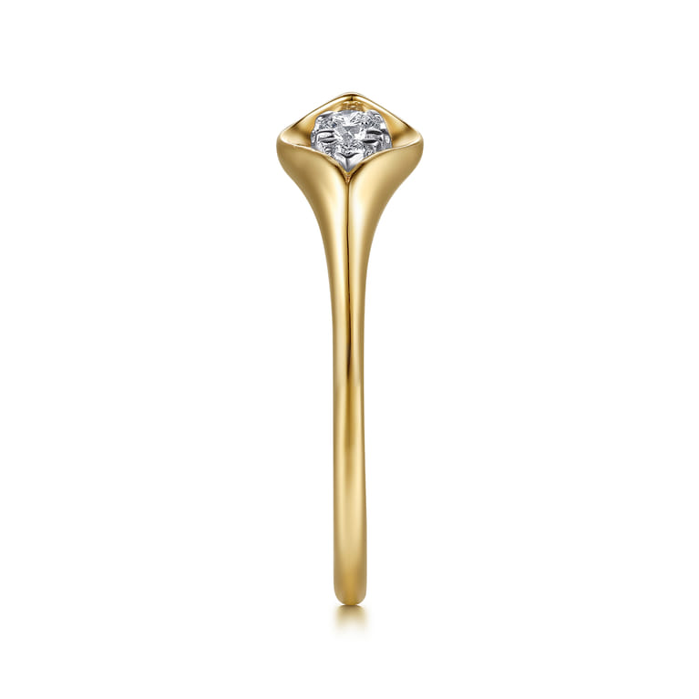 14K White  Yellow Gold Diamond Pear Open Ring - 0.11 ct - Shot 4