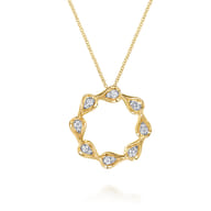 14K White  Yellow Gold Diamond Pear Pendant Necklace