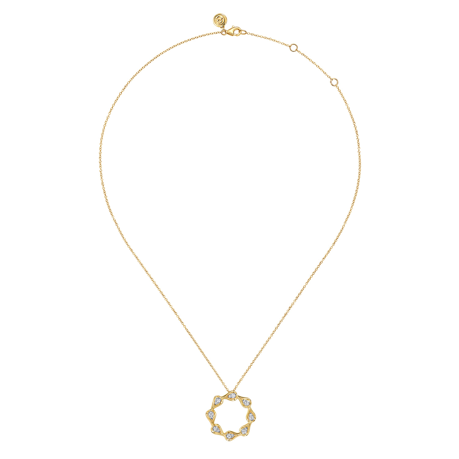 14K White  Yellow Gold Diamond Pear Pendant Necklace - 0.25 ct - Shot 2