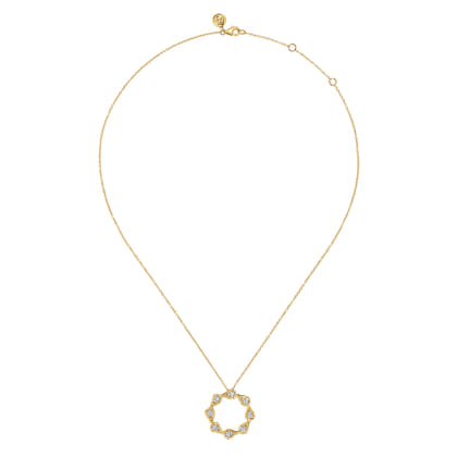 14K White  Yellow Gold Diamond Pear Pendant Necklace