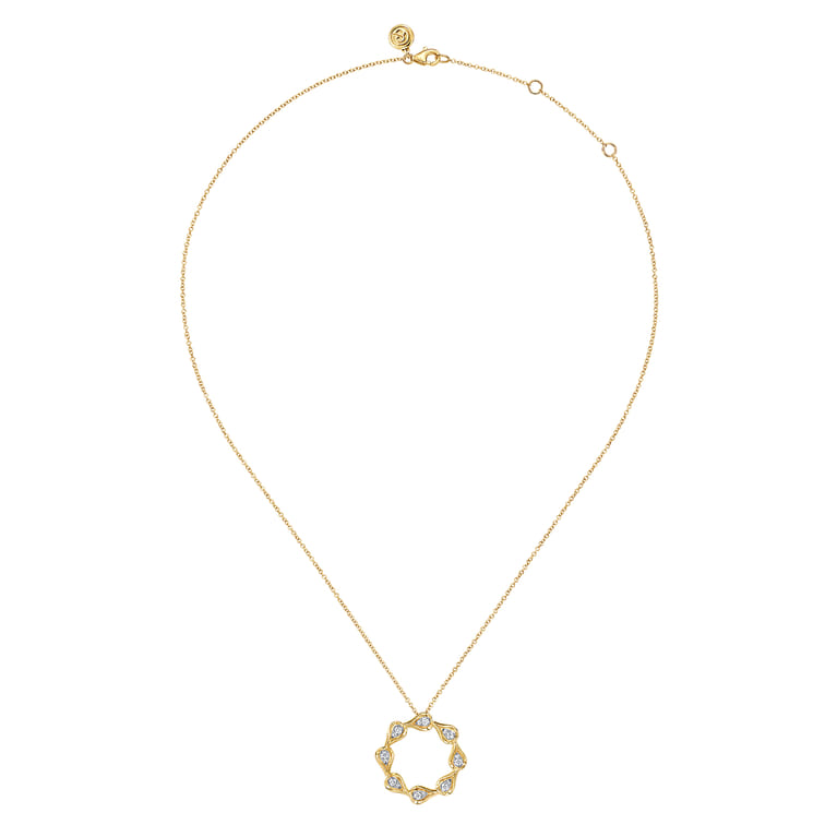 14K White  Yellow Gold Diamond Pear Pendant Necklace - 0.25 ct - Shot 2