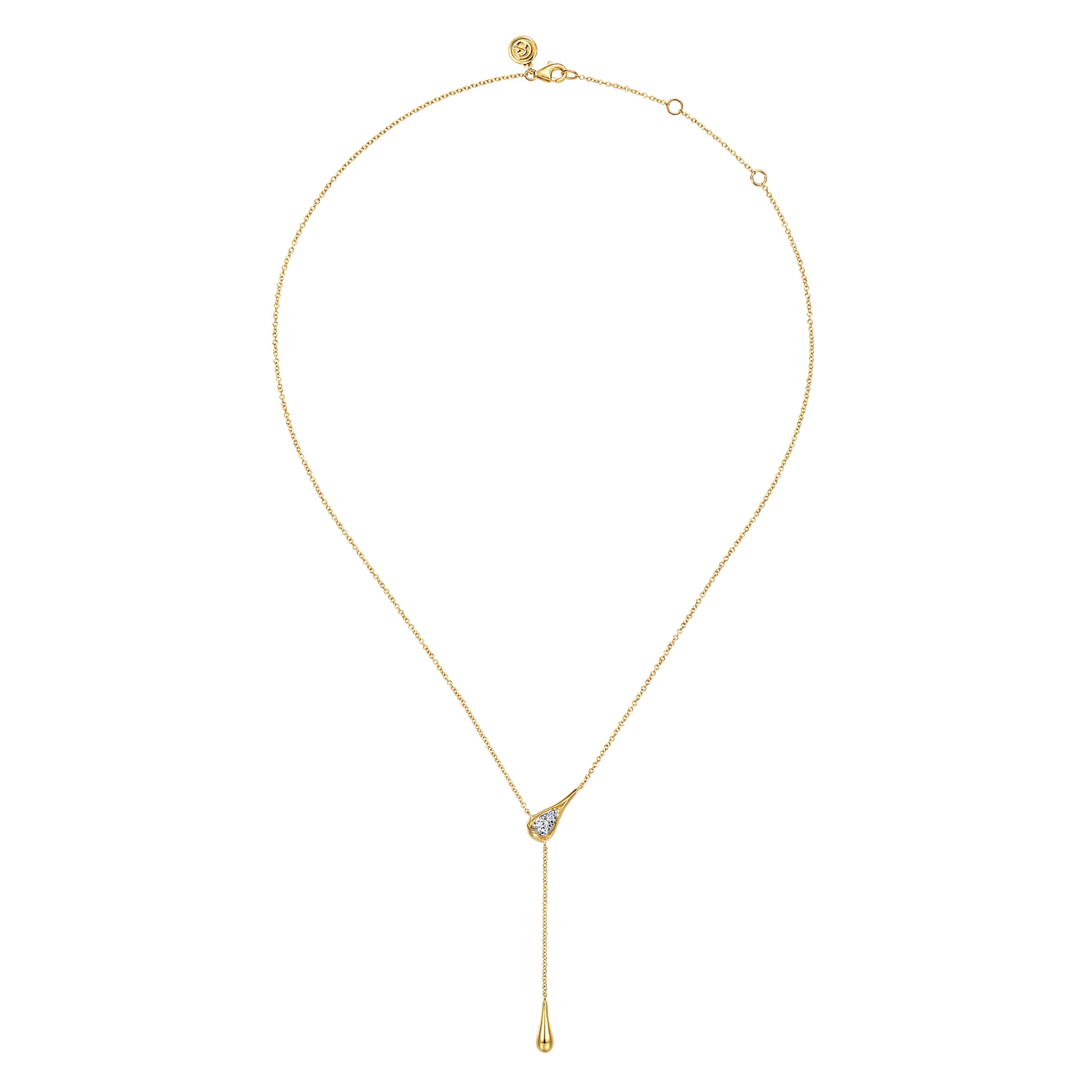 14K White Yellow Gold Diamond Pear Y Necklace - 0.17 ct - Shot 2