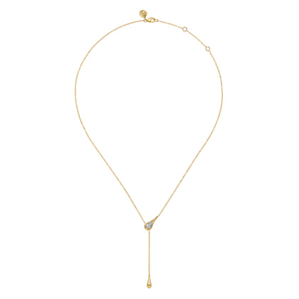 14K White Yellow Gold Diamond Pear Y Necklace