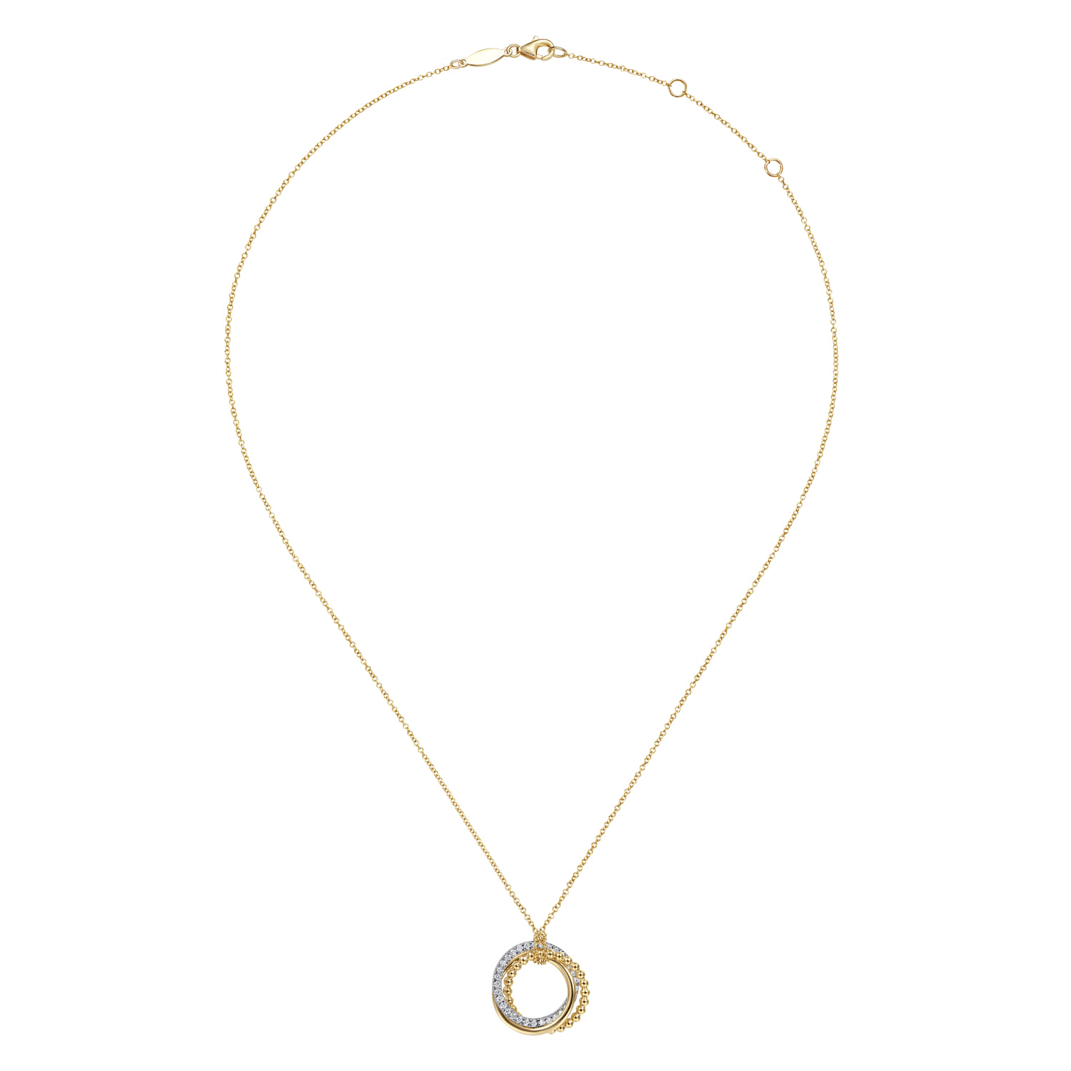 14K White  Yellow Gold Diamond Pendant Necklace-Bujukan