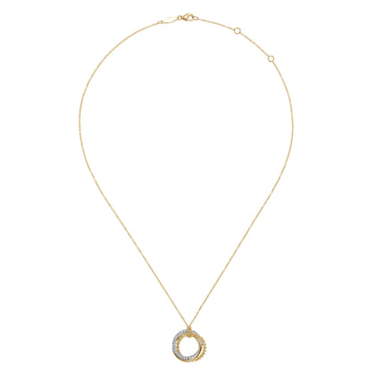 14K White  Yellow Gold Diamond Pendant Necklace-Bujukan