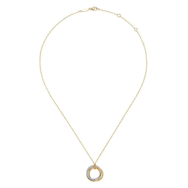 14K White  Yellow Gold Diamond Pendant Necklace-Bujukan - 0.25 ct - Shot 2