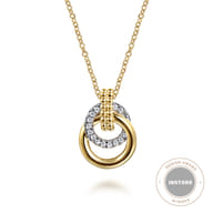 14K White  Yellow Gold Diamond Pendant Necklace-Bujukan