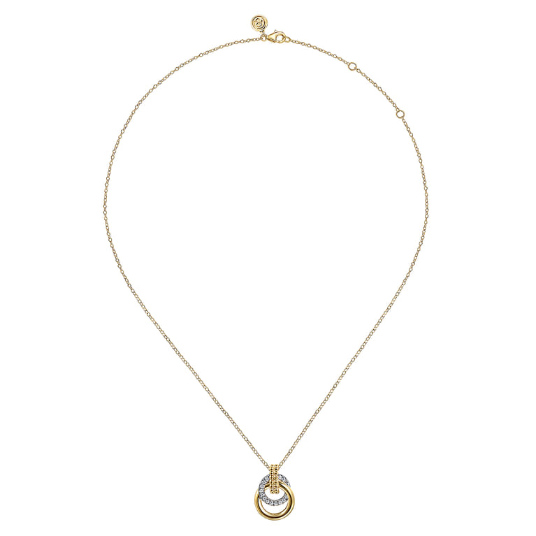 14K White  Yellow Gold Diamond Pendant Necklace-Bujukan - 0.24 ct - Shot 2