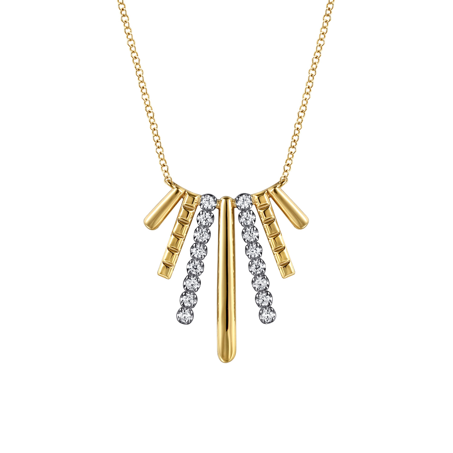 14K White  Yellow Gold Diamond Pendant Necklace - 0.35 ct - Shot 1