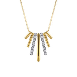 14K White & Yellow Gold Diamond Pendant Necklace