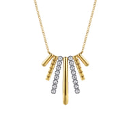 14K White  Yellow Gold Diamond Pendant Necklace