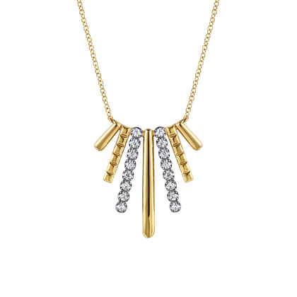 14K White  Yellow Gold Diamond Pendant Necklace