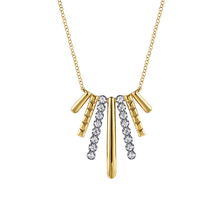 14K White  Yellow Gold Diamond Pendant Necklace - 0.35 ct - Shot 1