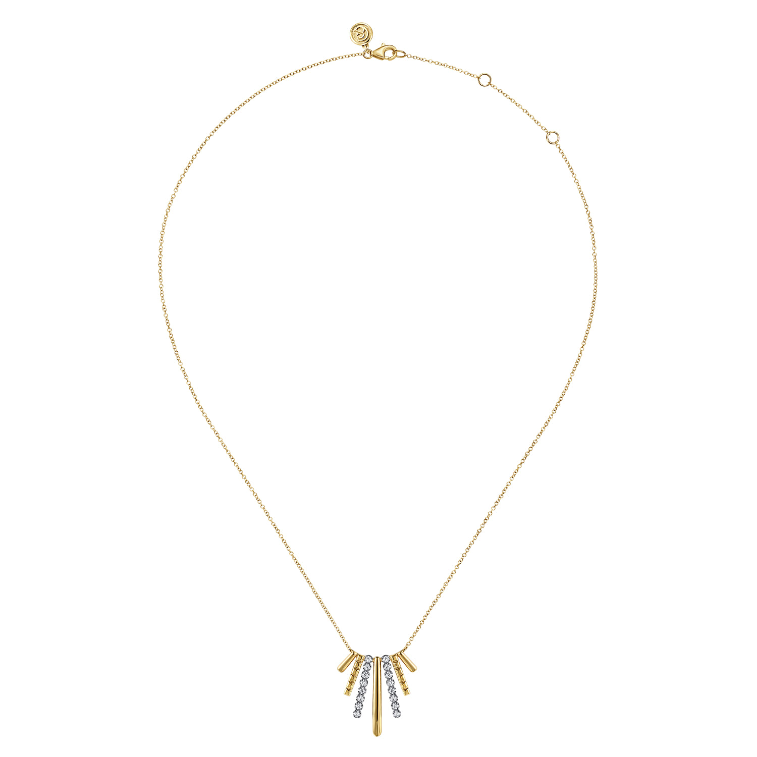 14K White  Yellow Gold Diamond Pendant Necklace - 0.35 ct - Shot 2
