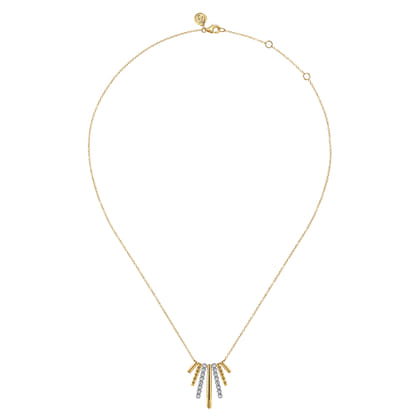 14K White  Yellow Gold Diamond Pendant Necklace