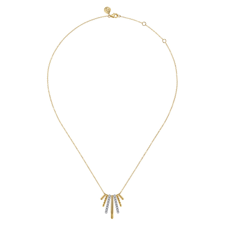 14K White  Yellow Gold Diamond Pendant Necklace - 0.35 ct - Shot 2