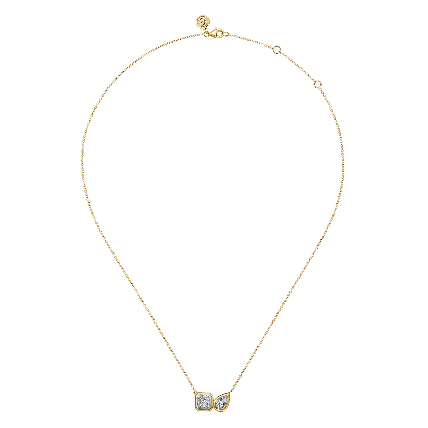 14K White  Yellow Gold Diamond Pendant Necklace - 0.4 ct - Shot 2