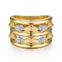 14K-White--Yellow-Gold-Diamond-Rhombus-Easy-Stackable-Ring1