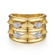 14K White  Yellow Gold Diamond Rhombus Easy Stackable Ring