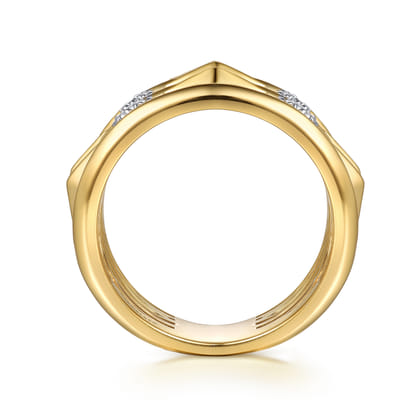 14K White  Yellow Gold Diamond Rhombus Easy Stackable Ring