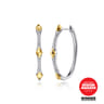 14K White  Yellow Gold Diamond Rhombus Intricate Hoop Earrings - 0.2 ct