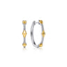 14K White Yellow Gold Diamond Rhombus Shape Classic Hoop Earrings - 0.06 ct