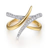 14K White  Yellow Gold Diamond Spike Bypass Ring - 0.2 ct