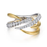 14K White  Yellow Gold Diamond Spike Bypass Ring - 0.38 ct