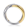 14K White  Yellow Gold Diamond Spike Bypass Ring - 0.38 ct