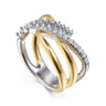 14K White  Yellow Gold Diamond Spike Bypass Ring - 0.38 ct