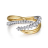 14K White  Yellow Gold Diamond Spike Bypass Ring - 0.3 ct