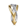 14K White  Yellow Gold Diamond Spike Bypass Ring - 0.3 ct