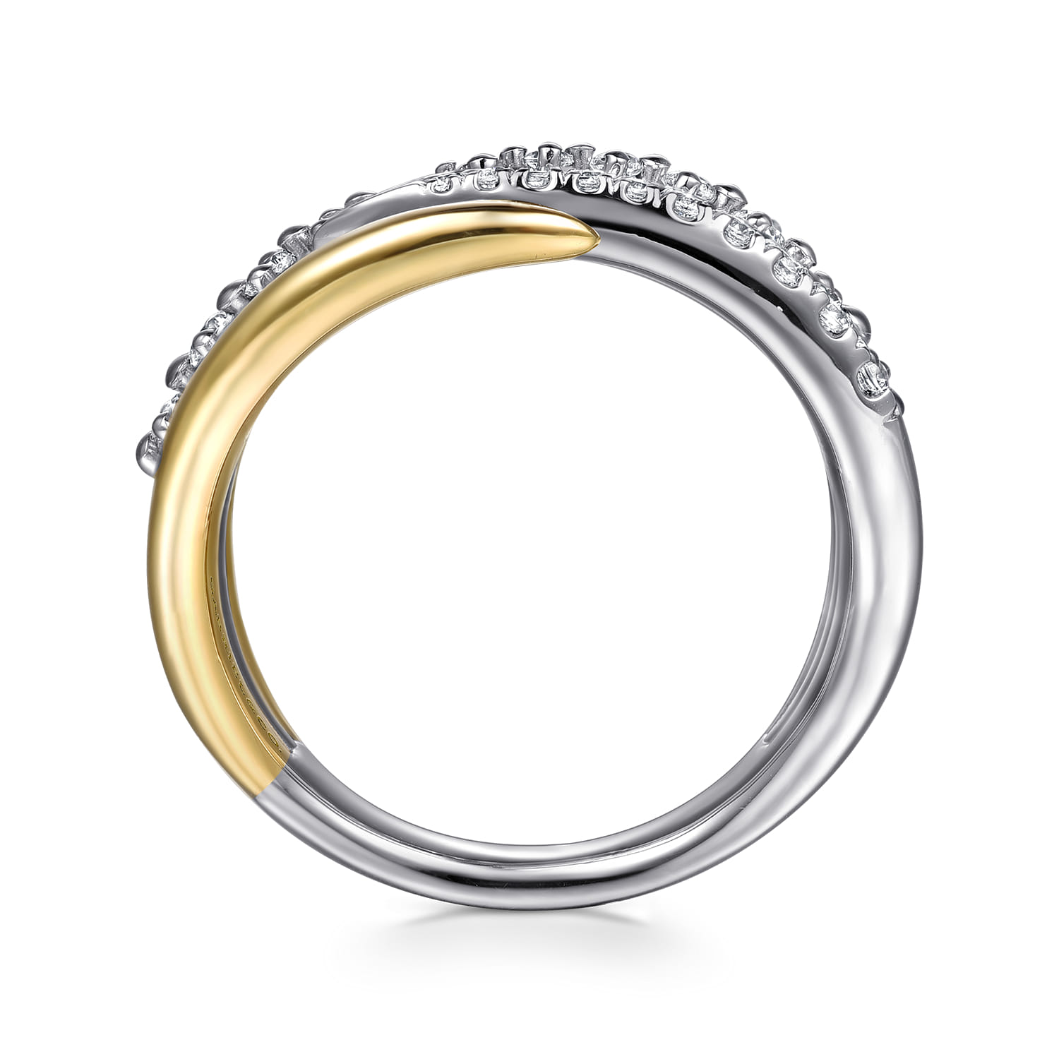 14K White  Yellow Gold Diamond Spike Wide Band Ring - 0.4 ct - Shot 2