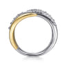 14K White  Yellow Gold Diamond Spike Wide Band Ring - 0.4 ct