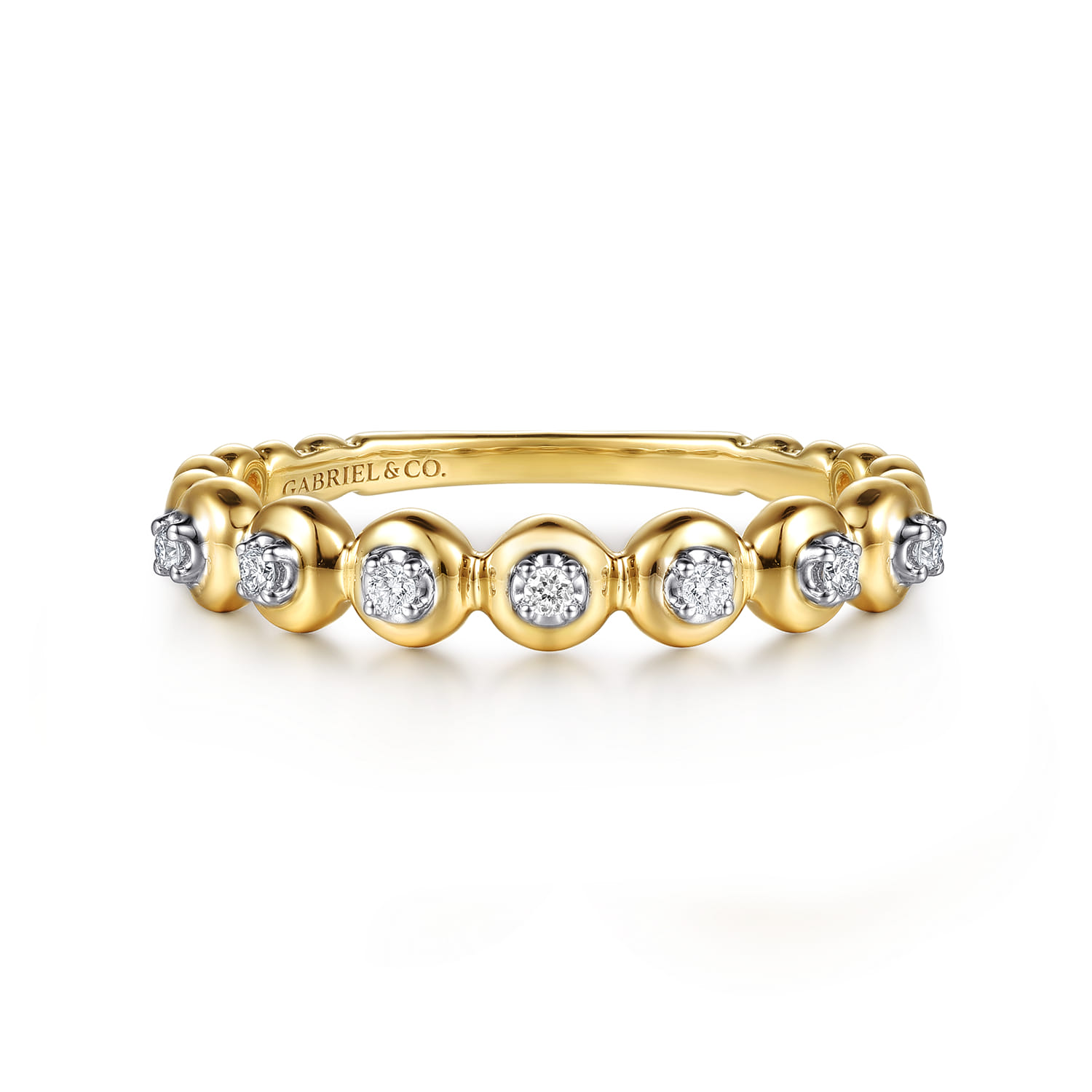 14K White  Yellow Gold Diamond Stackable Ring - 0.06 ct - Shot 1