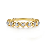 14K White  Yellow Gold Diamond Stackable Ring