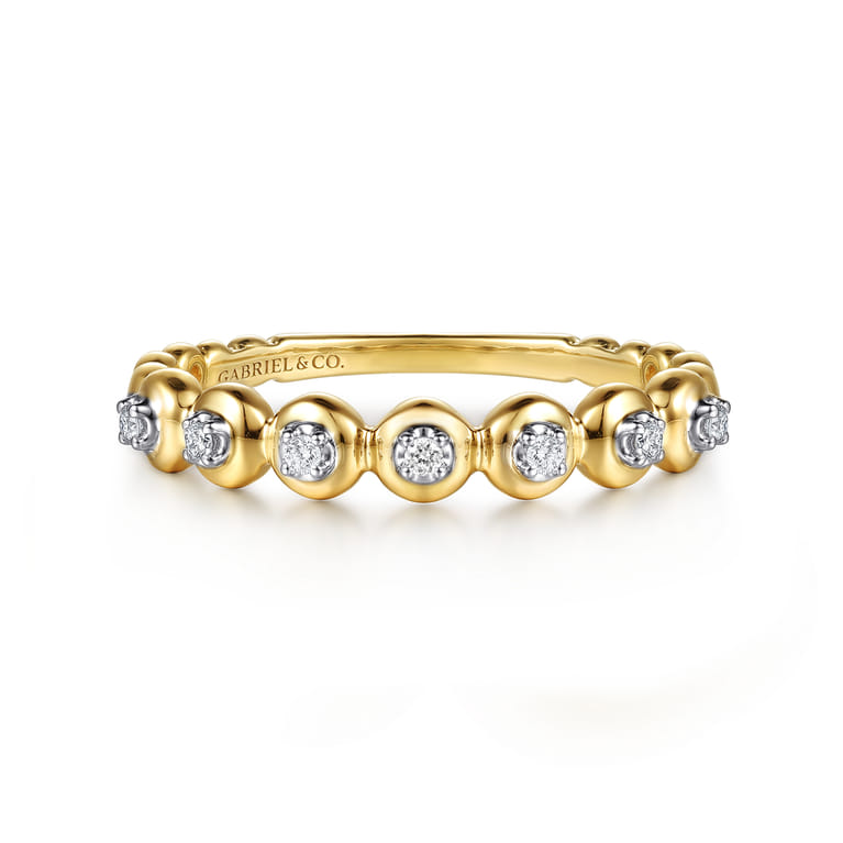 14K White  Yellow Gold Diamond Stackable Ring - 0.06 ct - Shot 1