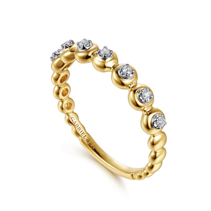 14K White  Yellow Gold Diamond Stackable Ring