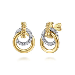 14K White  Yellow Gold Diamond Stud Earrings- Bujukan