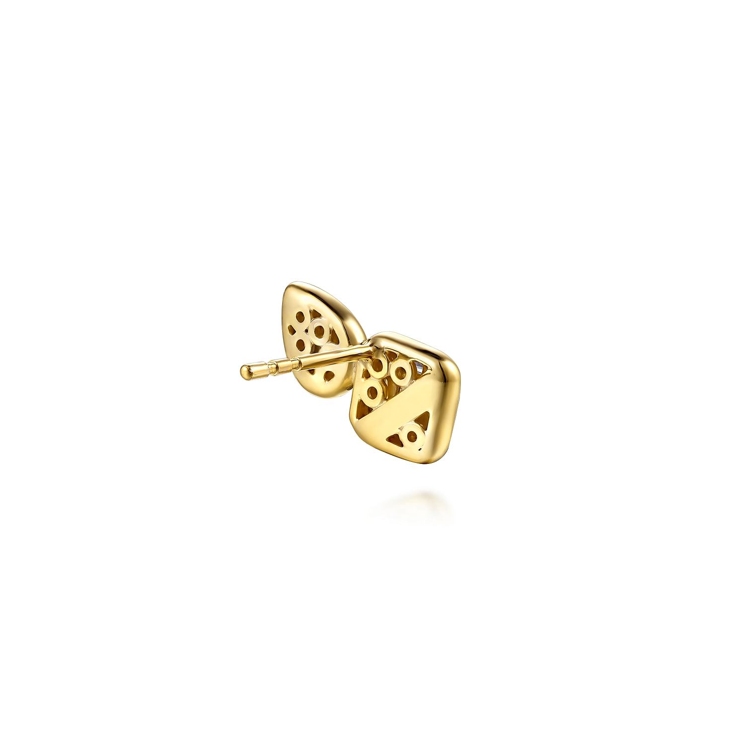 14K White  Yellow Gold Diamond Stud Earrings