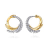 14K White  Yellow Gold Diamond Swirl Bypass Hoop Earrings - 0.75 ct