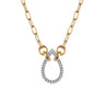 14K White  Yellow Gold Diamond Teardrop Chain Necklace - 0.21 ct