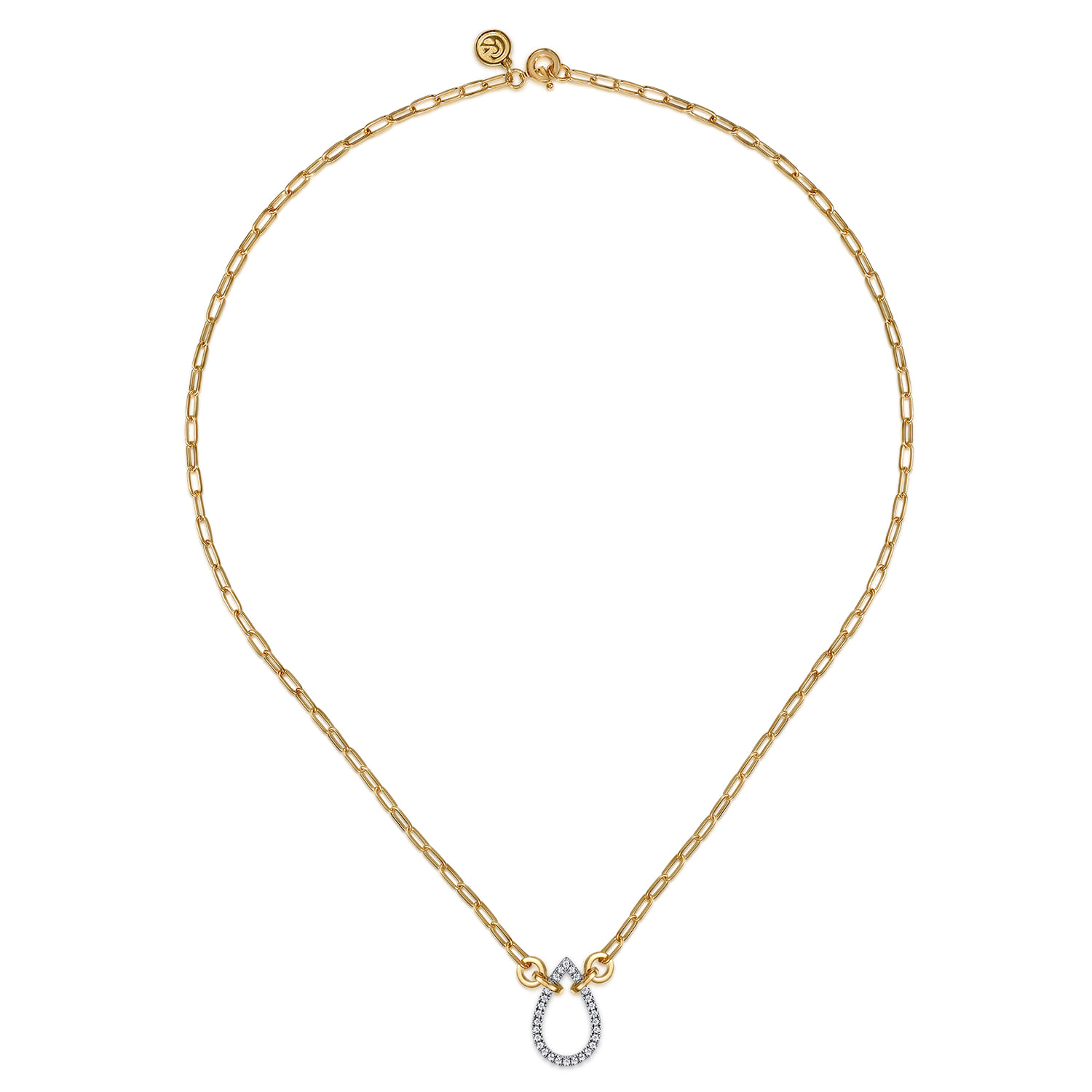 14K White  Yellow Gold Diamond Teardrop Chain Necklace - 0.21 ct - Shot 2