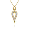 14K White  Yellow Gold Diamond Teardrop Necklace - 0.75 ct
