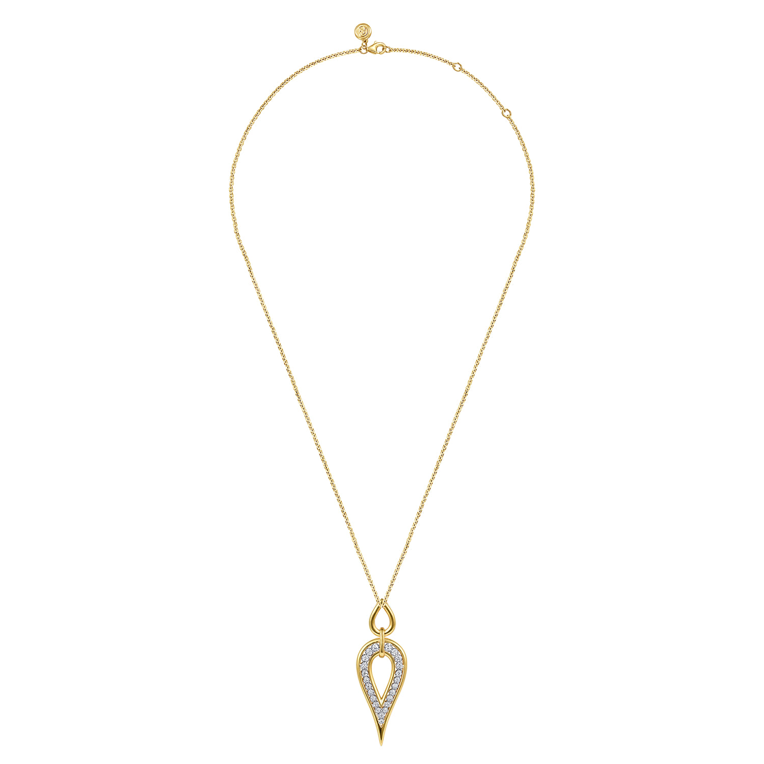 14K White  Yellow Gold Diamond Teardrop Necklace