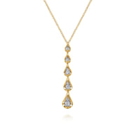 14K White  Yellow Gold Diamond Teardrop Necklace
