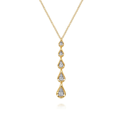 14K White  Yellow Gold Diamond Teardrop Necklace