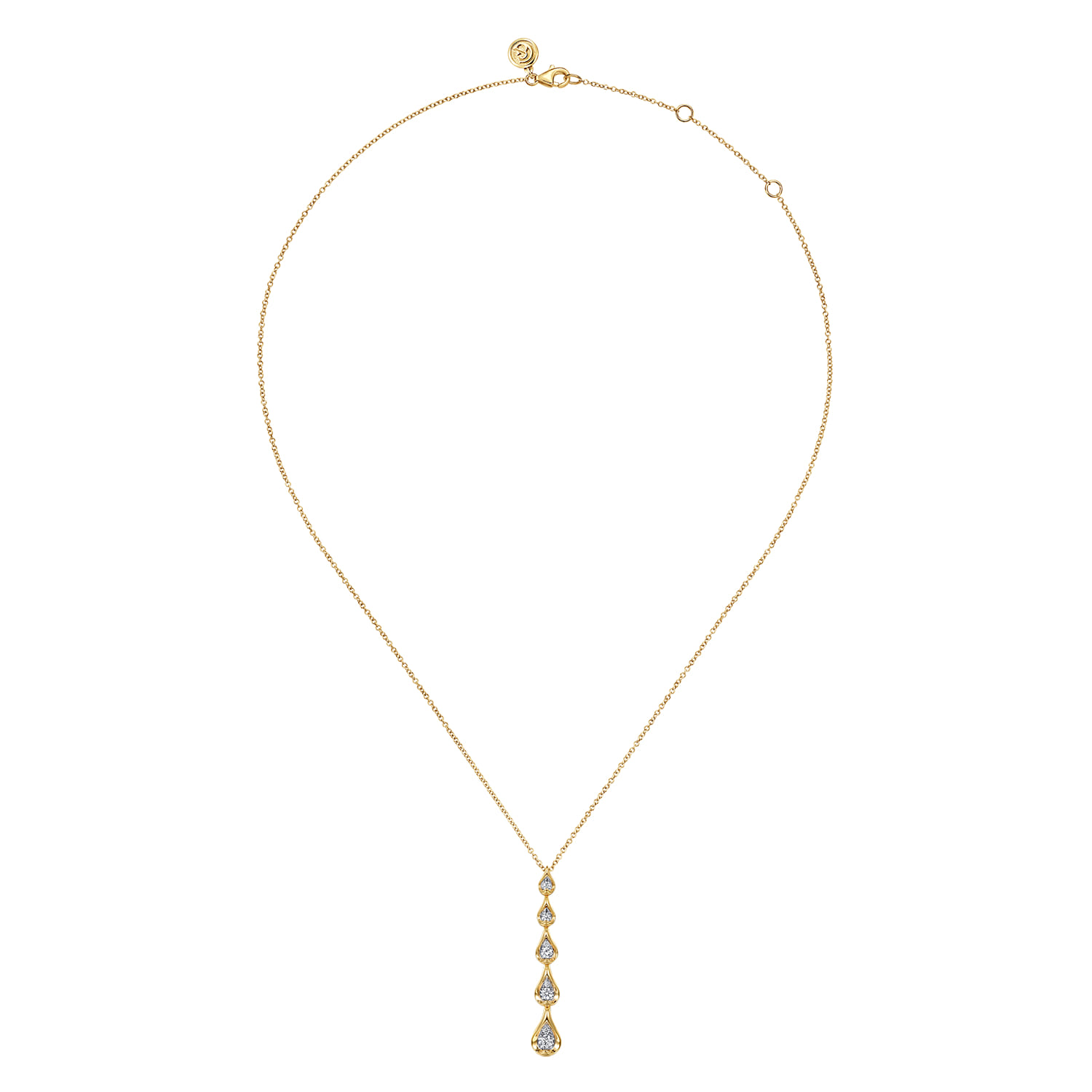 14K White  Yellow Gold Diamond Teardrop Necklace - 0.3 ct - Shot 2