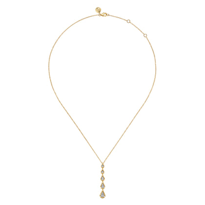 14K White  Yellow Gold Diamond Teardrop Necklace