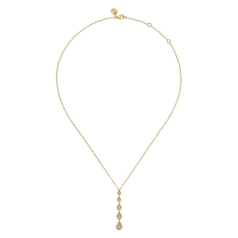 14K White  Yellow Gold Diamond Teardrop Necklace - 0.3 ct - Shot 2